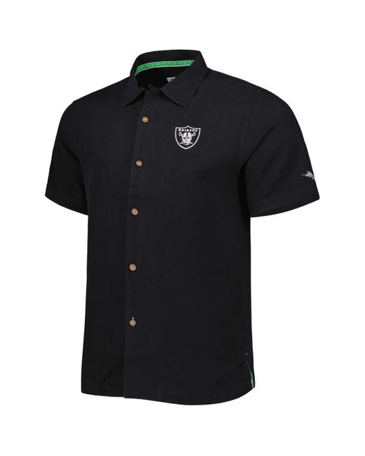 Tommy Bahama Black Las Vegas Raiders Top Of Your Game Camp Button-up Shirt