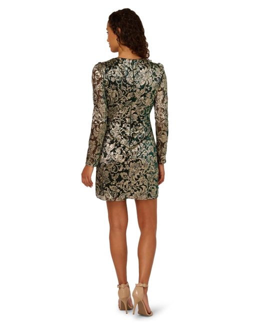 Adrianna Papell Green Long Sleeve Short Wrap Dress