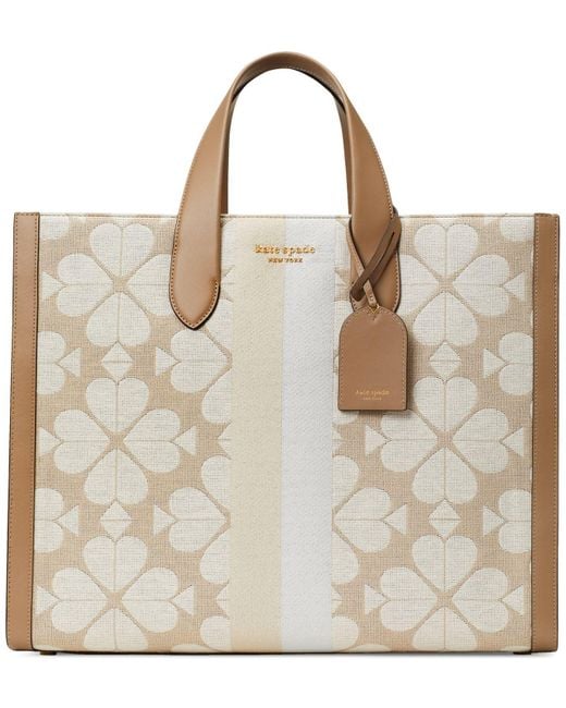 Kate Spade Cotton Oversized Spade Flower Jacquard Stripe Manhattan Tote