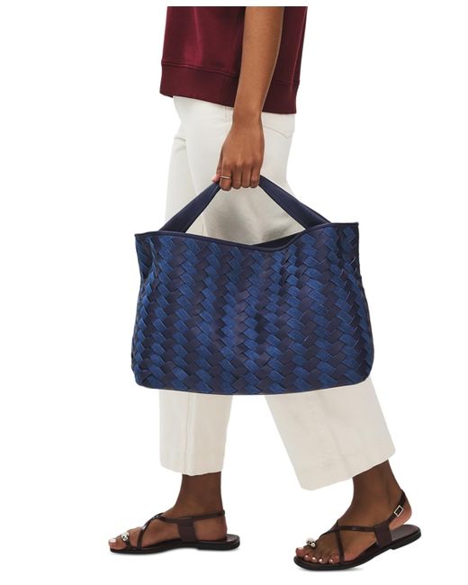 Radley Blue Devonshire Row Denim Large Open Top Grab Bag