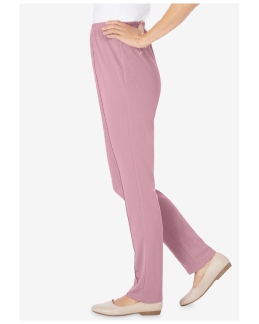 Woman Within Pink Within The Hassle-free Elastic-waist Soft Knit Pant