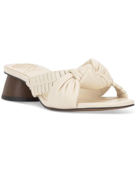 Vince Camuto White Leana Knotted Slip-on Block-heel Sandals