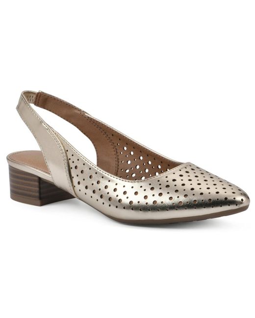 White Mountain Metallic Boronic Block Heel Slingbacks