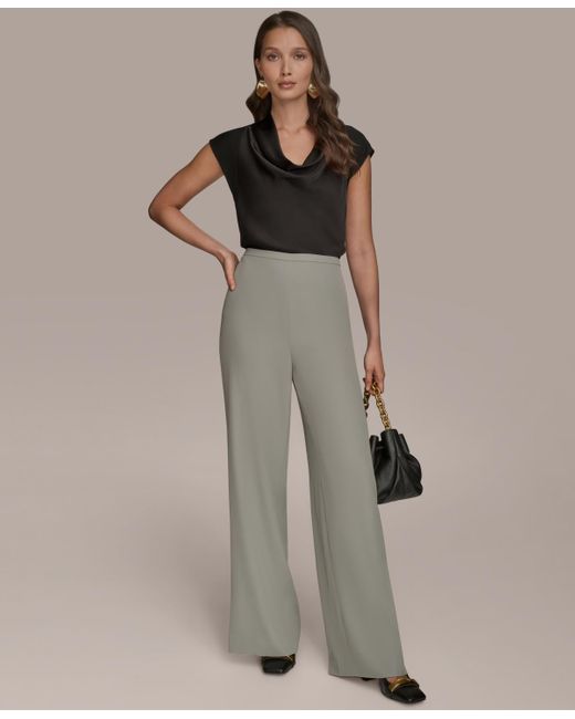 Donna Karan Brown Wide-leg Pull-on Pants