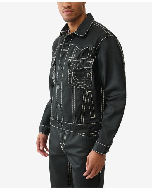 True Religion Black Oversize Super-t Coated Button-up Jacket for men