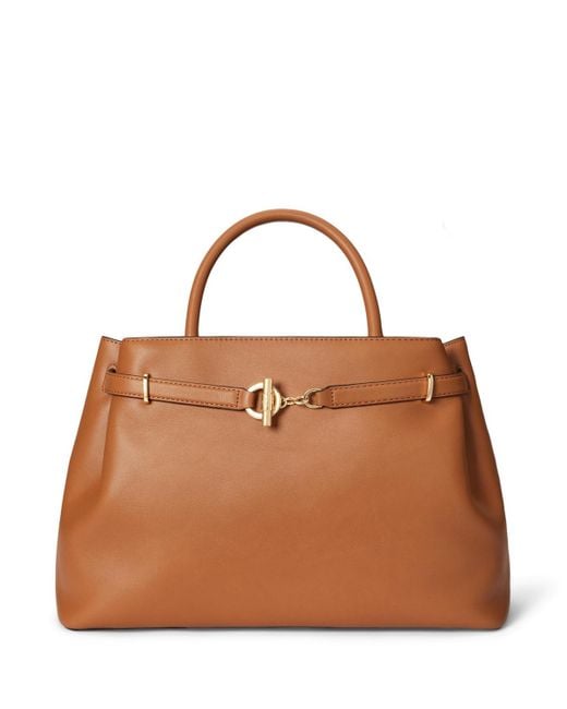 Ralph Lauren Brown Leather Blaike Satchel Bag
