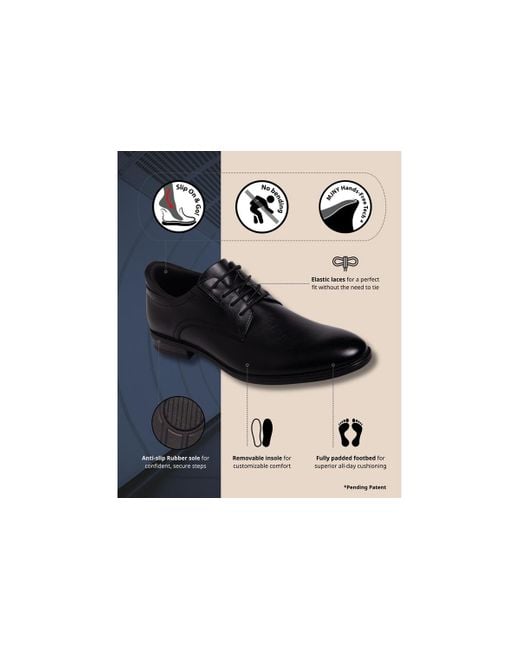 Marc Joseph New York Black State Street Hands-free Slip On Technology Plain Toe Dress Oxfords for men