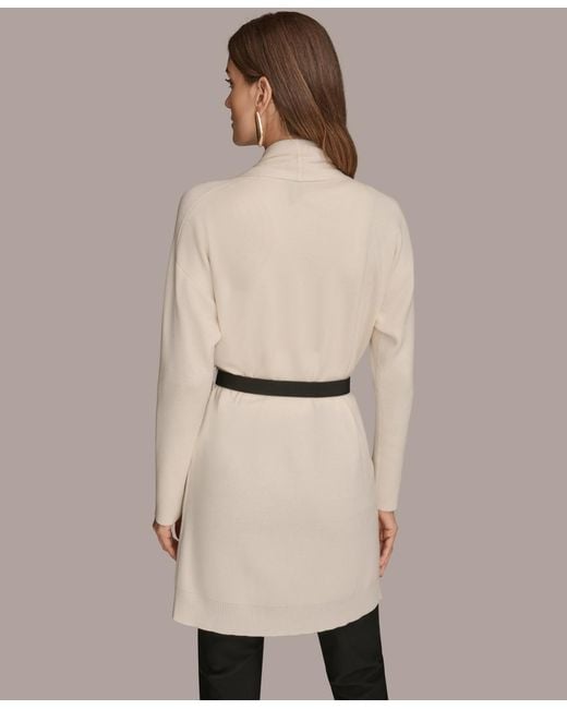 Donna Karan Natural Belted Open-front Cardigan