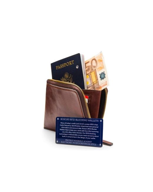Bosca Brown Dolce Zip Passport/travel Document for men