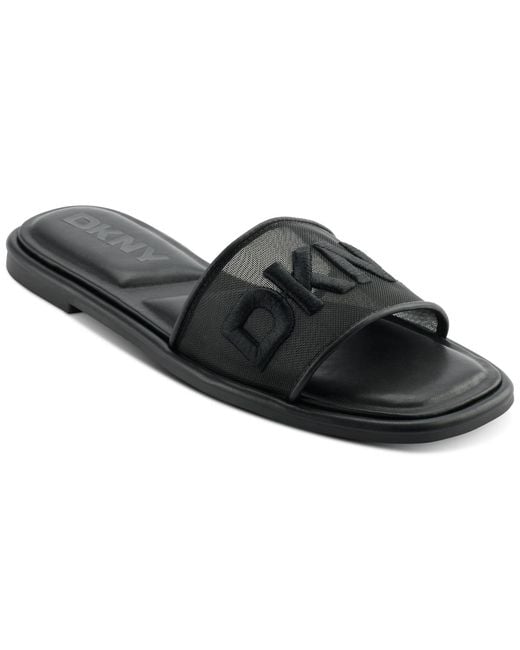DKNY Black Badin Slide Flat Sandals