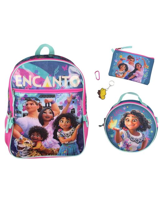 Disney Encanto 5 Pc Backpack Set Lunch Box Pencil Case Keychain And