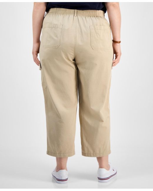 Tommy Hilfiger Natural Plus Size Cropped Cargo Pants