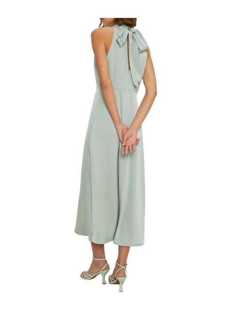 Oasis Green Satin Halter Neck Midi Bridesmaid Dress