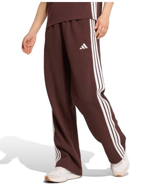 Adidas Brown Essentials 3-stripes Open Hem Pants