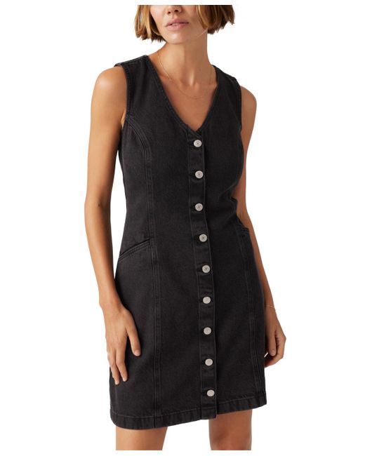Levi's Black Vianna Denim Button-front Vest Dress