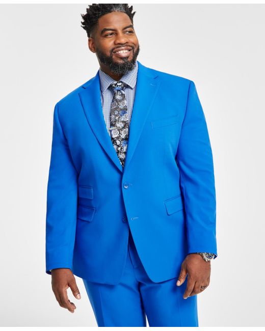 Tayion Collection Blue Classic-fit Solid Suit Separate Jacket for men