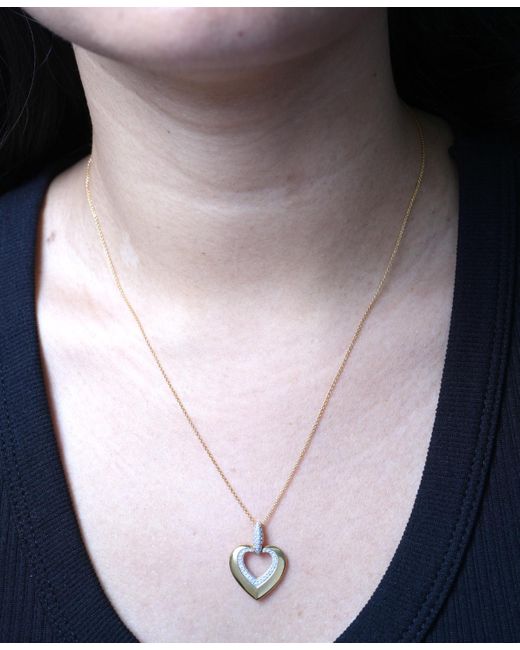 Macy's Metallic 2-pc. Set Diamond Heart Pendant Necklace & Matching Drop Earrings (1/5 Ct. T.w.