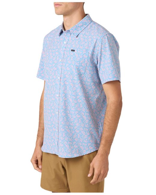 O'neill Sportswear Blue Traveler Upf Traverse Slub Short Sleeve Relaxed Shirt for men