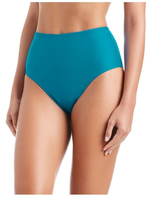 Beyond Control Blue Solid High-waisted Bikini Bottoms