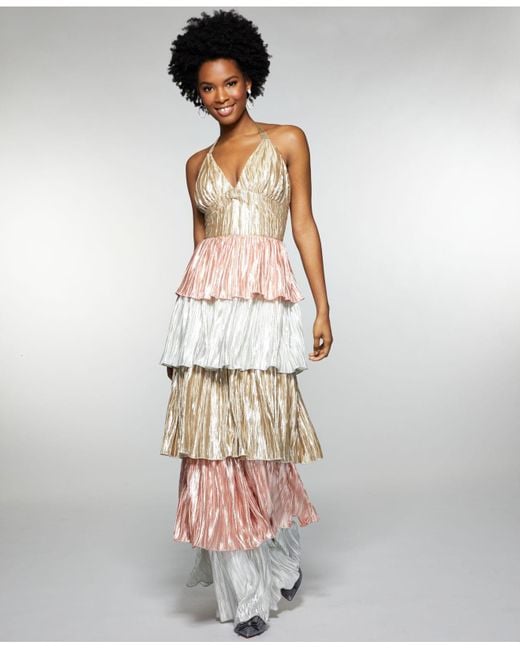 Betsey Johnson Tiered Metallic Gown