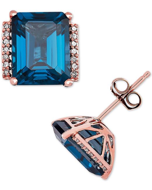 Macy's Blue Gemstone And Diamond Accent Stud Earrings