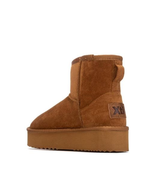 Xti Brown Winter Suede Booties By