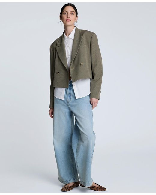 Kenneth Cole Green Houndstooth Cropped Jacket