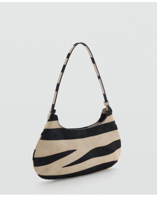Mango White Zebra Print Leather Bag