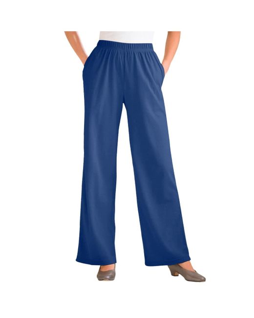 Woman Within Blue Within Tall 7-day Knit Wide-leg Pant