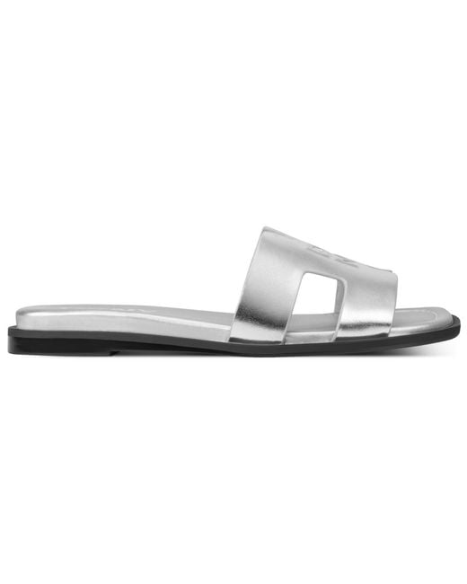 DKNY White Columba Slide Flat Sandals