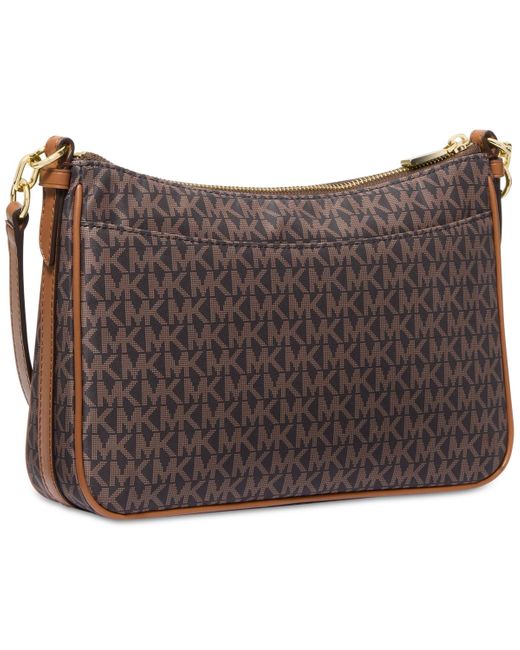 Michael Kors Brown Michael Jet Set Small Top Zip Pochette Crossbody