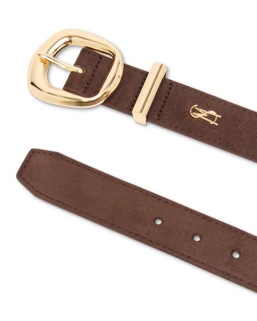 Steve Madden Brown 1.26" Center Bar Buckle Faux-leather Belt