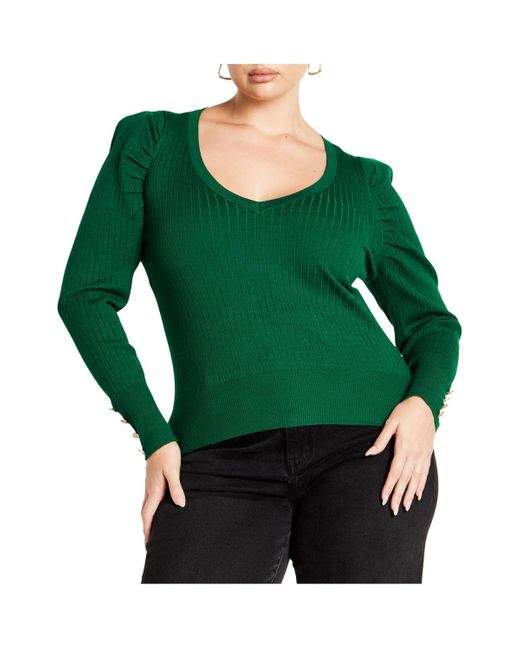 City Chic Green Plus Size Rebel Rock Sweater