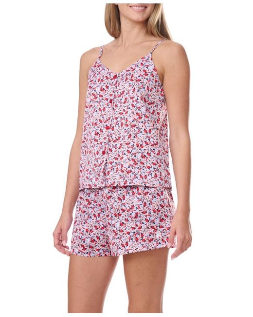 Tommy Hilfiger Red 2pc Cami And Boxer Pajama Set