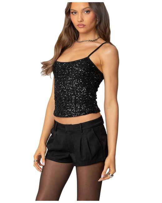 Edikted Black Celene Sequin Tank Top