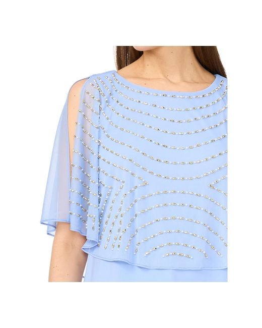 Msk Blue Split Cape Overlay Top