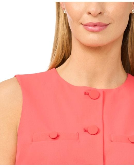 Cece Red Crewneck Button-up Vest