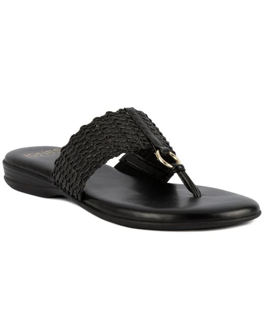 Jones New York Black Sonal Woven Thong Sandals