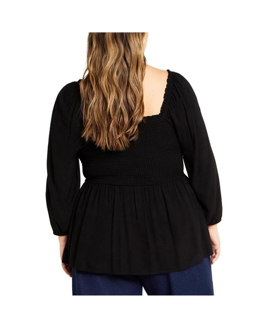 City Chic Black Plus Size Poppy Top