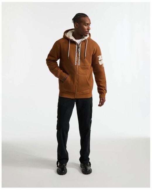 Ecko' Unltd Brown Birth Year Sherpa Hoodie for men