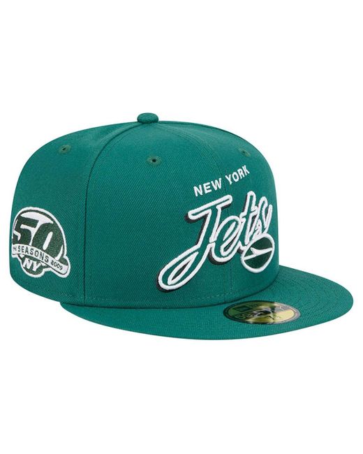 KTZ Green New York Jets Script Sided 59fifty Fitted Hat for men