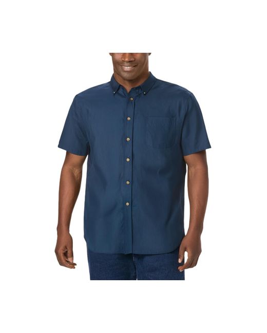 Kingsize Men's Blue Big & Tall Short Sleeve Wrinkle-free Sport Shirt