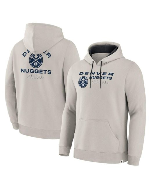 Fanatics Gray Off White Denver nuggets Crossover Collection Blocked Shot Premium Pullover Hoodie for men