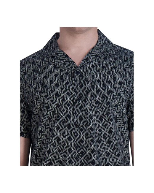 Karl Lagerfeld Black Woven Geometric Shirt for men