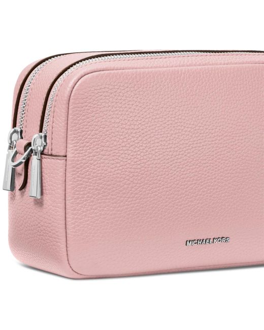 Michael Kors Pink Michael Bryant Medium Leather Double Zip Chain Camera Crossbody