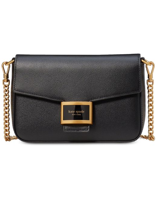 Kate Spade Katy Textured Leather Flap Chain Crossbody in Black Lyst