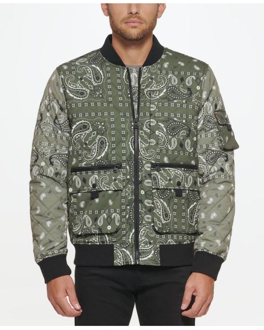 Levi's Synthetic Diamond Quilted Utility Bomber Jacket in Green for Men