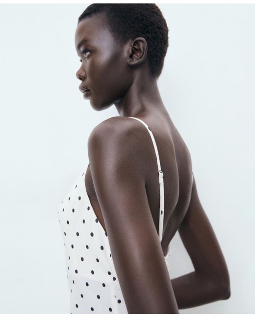 Mango White Draped Neckline Long Dress