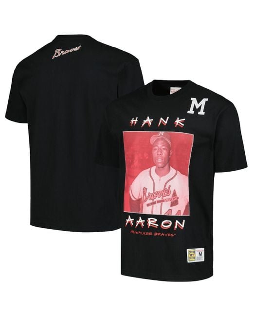 Mitchell Ness Men's Black Hank Aaron Milwaukee Braves