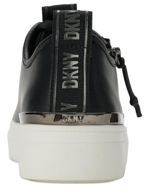 DKNY White Chaney Lace-up Zipper Sneakers